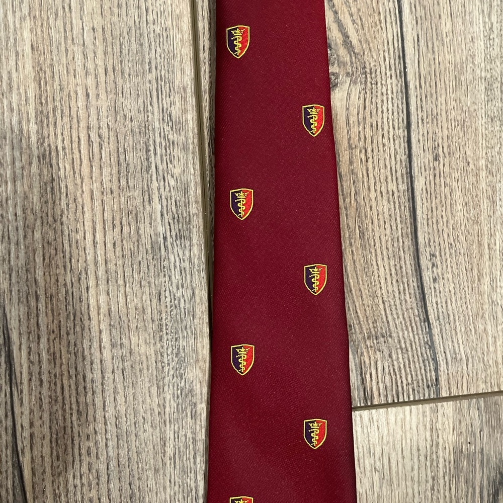 Vintage Medical Crest Tie Burgundy Red Heraldic Company Canada